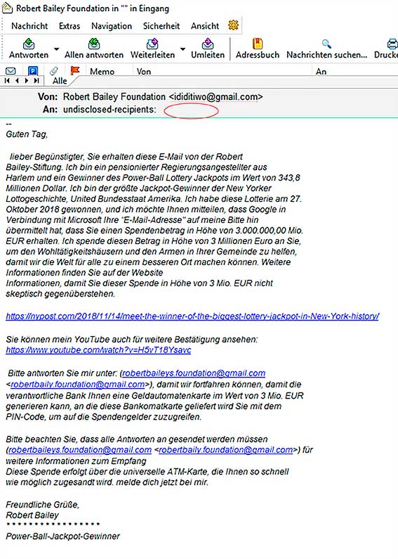 betrügerische E-Mail